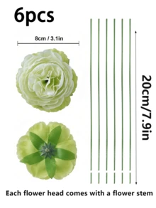 12/24 peças de flores artificiais de peônia, cabeças de flores de peônia simuladas com hastes para decoração de festas de casamento, decoração de bolos e centros de mesa para sala de estar, plantas artificiais, decoração de outono, decoração de quarto, mesa, jardim, artigos de decoração para ambientes. - Menta verde - Ver 12