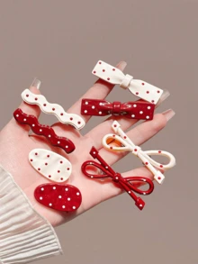 8 Styles Women's Hair Clips, Including Cute Polka Dot Bow Hair Clips Suitable For Fixing Bangs Or Forehead, Claw Clip Styles, Ideal For Everyday Wear, Hair Accessories For Women - Multicolor - View 1