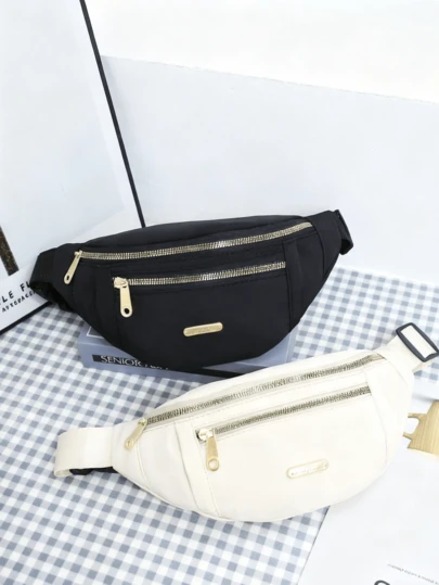 Unisex Waist Bag, Fashion One Shoulder Crossbody Bag, Multi-Layer Casual Bag, Retro Travel Bag