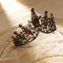 Corona negra y roja estilo gótico XLEOO X Corona nupcial de Hatsune, diseño hueco vintage, adecuada para bodas, eventos formales, fiestas con temática gótica, sesiones fotográficas. Ideal para novias, entusiastas del estilo de nicho, ocasiones de alta gama. Excelente opción de regalo.