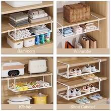 Closet Hanging Shoe Rack, Extendable Storage Rack For Under Cabinet - Suitable For Kitchen, Books Or Clothing Organization