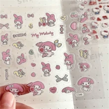Sanrio 三丽鸥 4/8 片装卡通 Hello Kitty 家居系列贴纸，酷洛米猫咪贴纸，女孩爱心防水 Gukagu 手账装饰贴纸（不重复），手账高档材质小贴纸 - DIY 玩具贴纸，多用途贴纸