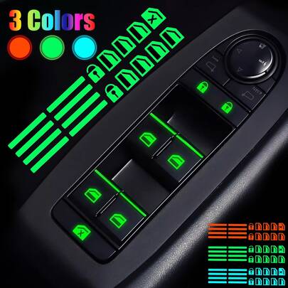 Pegatinas luminosas autoadhesivas para interruptores de ventana/puerta de coche - 3 colores, adecuadas para cerraduras/botones de control - Accesorios de visibilidad nocturna para Audi, Opel, Peugeot, Renault, Chevrolet y otros modelos de coche