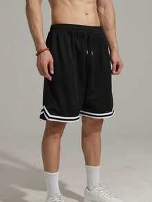 1 chiếc quần short nam thường ngày, quần short thể thao, cạp chun, quần short bóng rổ, bóng chày, tập thể dục, chạy bộ, tập luyện, thể hình, thể thao, ngoài trời, quà tặng Ngày của Cha - màu đen - Xem 5