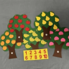 1/4/5 Pieces Of Felt And Non-Woven Fabric Kindergarten Toys And Teaching Aids, Fruit Tree Math Montessori Game Learning Numbers 1-10, School, Students, Stationery, Study Supplies, Kindergarten Children's Education And Learning Toys, Math Toys - Multicolor - View 4