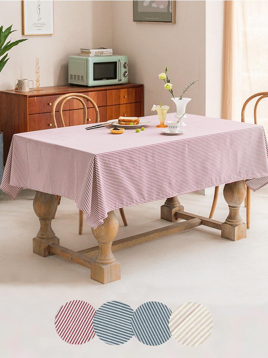 Einfache Oxford gestreifte Tischdecke, geeignet für Picknick, Party, Restaurant, Küche, Café, Esszimmerdekoration, tägliche Heimdekoration - Verschiedenfarbig - Übersicht 1