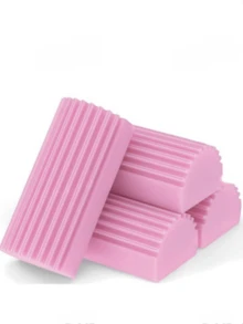 多功能清洁海绵，神奇除尘工具，可重复使用的聚苯乙烯家用除尘掸，适用于百叶窗、玻璃、踢脚线、通风口、镜子和窗轨 - 适用于客厅、浴室、厨房 - 粉色 - 查看 2