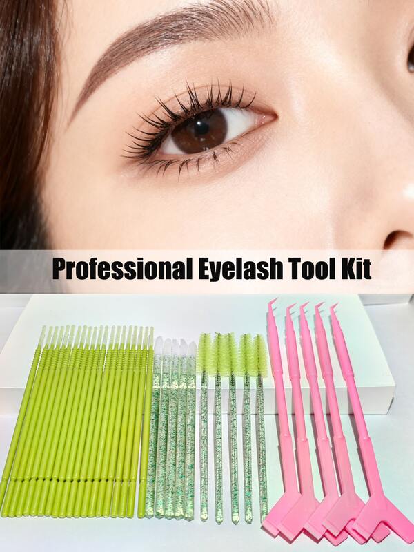 35pcs Keratin Eyelash Curler Set - Disposable Mascara Wands, Lash Comb, Cotton Swabs, Lip Brush, Y-Shaped Lash Lift Comb