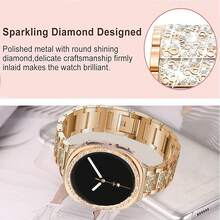 1 Set Jewelry Rhinestone Metal Watch Band + Shiny Watch Case For 40mm/44mm Galaxy Watch 8, Compatible With Galaxy Watch 8 Strap, Adjustable Replacement Watch Band Accessories, Unisex Sports Watch Band - Rose Gold - View 5