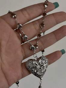 1 chiếc vòng cổ mặt trái tim vĩnh cửu phong cách Harajuku Gothic ngọt ngào, phù hợp cho phụ nữ, trẻ em gái, phụ kiện trang sức Punk cổ điển Y2K, quà tặng cho ngày lễ tình nhân, ngày của mẹ - Bạc - Xem 12