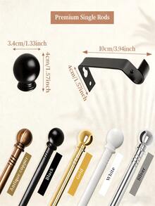 Conjunto De Poste Romano De Unión De Cortina Negro Cortineros De Metal Ajustable Barra A Maximo 3m, Poste De Cortina Resistente De Acero Inoxidable con 2 piezas soportes y tornillos, se ajusta a ventanas de 28 a 144 pulgadas, diseño clásico simple, a prueba de agua y óxido, fácil de instalar, gran capacidad de carga, Adecuada Para Divisor De Habitaciones, Dormitorio, Sala De Estar, Cocina, Baño - Negro - Ver 7