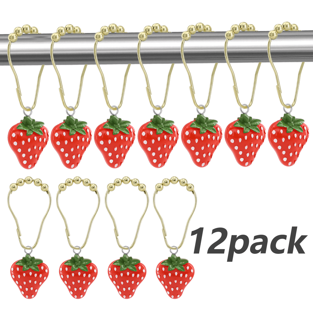 12Pcs Vibrant Strawberry Bow Decorative Hook Set, Shower Curtain Hooks, Sturdy And Durable. The Perfect Personalized Choice For Secret Santa Gifts, Holiday Hostess Gifts, Or Festive Presents. Perfectly Complements Christmas Home Decor