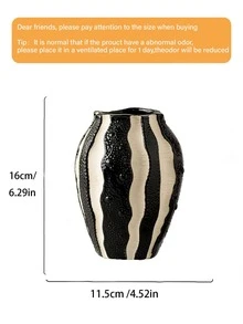 1 pieza Jarrón de resina con rayas verticales, en negro y blanco, de estilo minimalista moderno, mini decoración adecuada para boda, fiesta, hogar, escritorio, oficina, hotel, sala de estar, decoración navideña - Multicolor - Ver 9