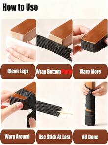 4 Pack Tapes Chair Leg Floor Protectors, Self Adhesive Anti Slip Furniture Pads Tape Roll 1" X 177", Suitable For Different Furniture Legs Hardwood Floor Table Couch (Black/Multi-Coloured) - 彩色 - 查看 2