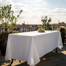 1Pc Solid Color Tablecloth For Wedding Banquet Party Decor, Brushed Polyester Table Cover For Conference, Events, Indoor Outdoor Dining, Restaurant, Birthday Decorations - White - View 9