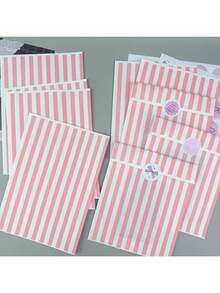10/50 piezas Bolsas de regalo de 4.7x6.7 pulgadas, incluyendo bolsas para envolver regalos, bolsas de papel pequeñas para accesorios, bolsas de papel con patrón a rayas, bolsas de regalo de caramelo reforzadas, bolsas de papel decorativas DIY, adecuadas para Navidad, Día de San Valentín, bodas, cumpleaños, bolsas de regalo para fiestas, bolsas para envolver regalos. - Multicolor - Ver 3