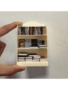 1:12 Scale Mini Collectible Bookshelf (With 60 Mini Books) - Compact Plastic Display Rack With Multiple Compartments, Ideal For Mini Novels, Indoor/Outdoor Decor, White, Collectable Display Rack | Plastic Structure *Miniature Scene Accessory Mini Book Doll House DIY Dollhouse Furniture BJD Scene Photography Props Comic Books - Multicolor - View 4
