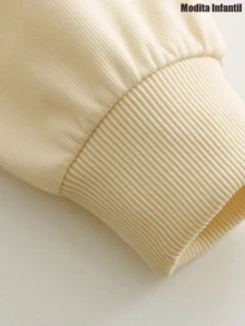 KID004Girls' Red Sweatshirt with Cute Bunny & SKZ-SKZ Print - Cozy FallWinter Casual Pullover, Long Sleeve Round Neck, Warm & Stylish for Outdoor Activities, Perfect For Casual Attire, Cute Sweatshirts - Albaricoque - Ver 6