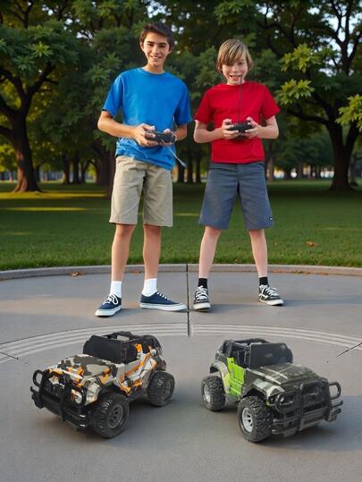 遥控越野攀岩车玩具，军事战斗机摩擦动力车，强劲高速漂移遥控赛车，适合男孩女孩生日礼物、圣诞袜填充物，遥控车，适合男孩的儿童玩具