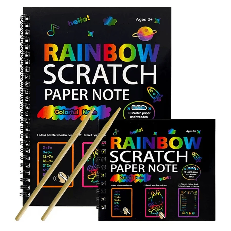 Rainbow Scratch Art Notebook Set - Creative Set For Teens! This Vibrant Rainbow Scratch Art Set Includes A Scratch Pad And Scratch Paper, Making It The Perfect Gift For Birthdays And New Year.