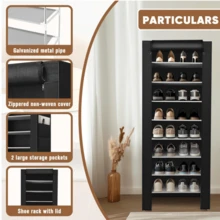 6/8/10层鞋柜，带防尘罩，无纺布材质，节省空间，大容量，易于组装，便携式鞋柜，适用于多种场景，例如玄关、储物架、家庭和宿舍收纳、鞋子整理、鞋子收纳、鞋柜、房间装饰、置物架、搁板、简约风格、春假、Opulessaboho风格、高端风格、母亲节、沙特阿拉伯国庆日 - 彩色 - 查看 4