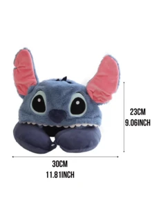 Stitch Plush U-Shaped Neck Pillow With Detachable Hood - Anime Character Travel Pillow For Neck & Shoulder Support, Soft Blue Short Plush With Pink Ears & Black Eyes, Convertible Headrest For Airplane Car Office Nap, Cute Lilo & Stitch Merch For Teens Girls, Kawaii Gift Idea, Suitable As A Christmas Gift Or For Giving To A Boyfriend Or Girlfriend,Perfect For Gift & Desk Decor, Kawaii Goods - Stitch - View 3