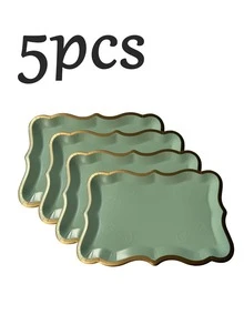 20/10/5pcs 9" X 13" Elegant Gold Rimmed Rectangular Paper Plates, Suitable For Dessert Display, Dining Table Party, Cupcake Display, Birthday Party, Wedding, Bridal Shower, Picnic, Everyday Home Use - Multicolor - View 23