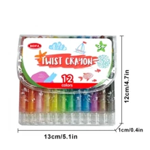 Juego de 12 lápices de colores giratorios, con colores vivos y diseño giratorio para un uso sencillo sin necesidad de afilar. Ideal para proyectos de dibujo y manualidades infantiles. El estuche portátil y la fórmula de cera suave proporcionan una experiencia creativa divertida y cómoda. - 12 colores - Ver 3