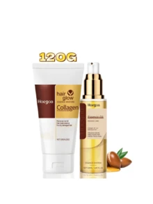 1 Set de Kit de Cuidado del Cabello de Colágeno [Grande 120g], Crema de Cabello de Colágeno para Hidratación y Humectación, Mejora la Sequedad; Aceite de Cabello de Colágeno Fortalece las Raíces del Cabello, Mejora la Resistencia del Cabello, Previene la Rotura y Caída del Cabello; Adecuado para Cabello Seco, Encrespado u Graso. Ideal como Regalo para el Día de San Valentín, Bodas, Navidad y Otras Ocasiones Especiales. - Multicolor - Ver 2