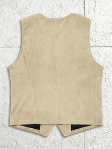 Áo ghi lê nam màu trơn, có túi giả, kiểu dáng tối giản, phù hợp cho công sở. - Màu be - Xem 3