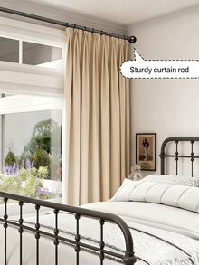 Conjunto De Poste Romano De Unión De Cortina Negro Cortineros De Metal Ajustable Barra A Maximo 3m, Poste De Cortina Resistente De Acero Inoxidable con 2 piezas soportes y tornillos, se ajusta a ventanas de 28 a 144 pulgadas, diseño clásico simple, a prueba de agua y óxido, fácil de instalar, gran capacidad de carga, Adecuada Para Divisor De Habitaciones, Dormitorio, Sala De Estar, Cocina, Baño - Negro - Ver 6