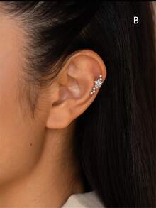 1pc Starry Diamond Ear Cuff, Unique Ear Cartilage Clip, No Piercing Required, Bridesmaid Gift - Multicolor - View 3