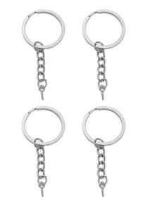 钥匙圈套装，包含100个带链钥匙圈、100个开口环和100个螺丝眼钉，适用于树脂工艺品和钥匙链制作。 - 銀色 - 查看 11