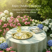 带把手的奢华金色椭圆形托盘，派对装饰及盛菜盘，聚会祈福仪式餐具，化妆品及珠宝收纳托盘（3种尺寸可选） - 彩色 - 查看 3