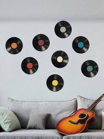 Brodark Classic Music Record Vinyl Wall Sticker, Self-Adhesive Decor For Bedroom, Living Room, Entryway, Dorm, Home