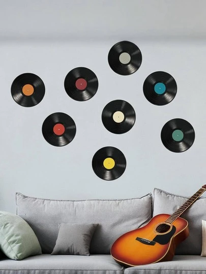 Brodark Classic Music Record Vinyl Wall Sticker, Self-Adhesive Decor For Bedroom, Living Room, Entryway, Dorm, Home