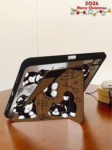 1 Pieza, Funda para iPad 10th/11th/Pro 11 2025 con impresión de dibujos animados a doble cara y efecto peek-a-boo, cubierta trasera de acrílico transparente, modelo nuevo 2026, despertar/suspender automático, soporte de varios ángulos con ranura para lápiz, esencial para oficina y estudio, funda protectora no magnética, regalo de Navidad. - Multicolor - Ver 8