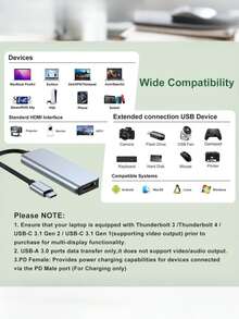 1pc Multi-Functional Expansion Hub, 4-In-1 Docking Station 4K 3.0 Hub, Type-C To + USB*2 + PD100W, Exquisite Gift For Friends On Christmas, New Year, Birthday - Multicolor - View 9