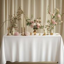 1Pc Solid Color Tablecloth For Wedding Banquet Party Decor, Brushed Polyester Table Cover For Conference, Events, Indoor Outdoor Dining, Restaurant, Birthday Decorations - White - View 7