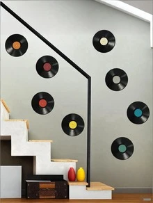 Brodark Classic Music Record Vinyl Wall Sticker, Self-Adhesive Decor For Bedroom, Living Room, Entryway, Dorm, Home