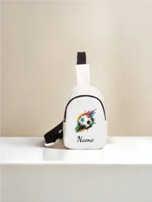 Customized Mini Chest Bag, Can Print Personalized Name Or Holiday Greetings. Create Your Own Exclusive Bag, Back To School Backpack, Crossbody Bag, Suitable For Daily School, Travel, Vacation And Other Occasions. Multi-Functional, Decorative, Letter Pattern, Fashionable, Soft, Modern, Colorful, Cute, Adorable, Casual, Customized, Personalized - Text 2 - View 24