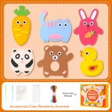 初学者缝纫入门套装 - 6 件装手工动物吊坠包，毛毡材质，轻松有趣的制作和礼品套装