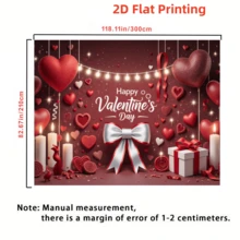 1pc Valentines Day Background Cloth Banner - Hot Valentine's Day, Including Bow, Red Heart, Candle And Gift Design, Suitable For Valentine's Day Decoration, Multifunctional Photography Background, Anniversary, Theme Party, Sweet Celebration, Indoor And Outdoor Decoration, Garden, Courtyard, Wall, Terrace Decoration