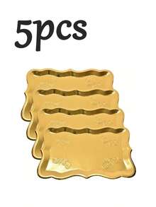 20/10/5pcs 9" X 13" Elegant Gold Rimmed Rectangular Paper Plates, Suitable For Dessert Display, Dining Table Party, Cupcake Display, Birthday Party, Wedding, Bridal Shower, Picnic, Everyday Home Use - Multicolor - View 14