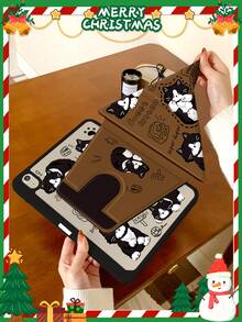 1 Pieza, Funda para iPad 10th/11th/Pro 11 2025 con impresión de dibujos animados a doble cara y efecto peek-a-boo, cubierta trasera de acrílico transparente, modelo nuevo 2026, despertar/suspender automático, soporte de varios ángulos con ranura para lápiz, esencial para oficina y estudio, funda protectora no magnética, regalo de Navidad. - Multicolor - Ver 3