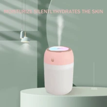 330ml 彩色雾化加湿器扩散器，7 色夜灯，静音 USB 加湿器，带 2 种雾化模式，适用于办公桌、汽车、家庭办公室、卧室