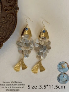 2只3D立体可动鱼形耳环，镀金鱼形吊坠耳环，动态鱼形饰品，独特的双鱼座耳环，海洋爱好者的礼物 - 彩色 - 查看 5