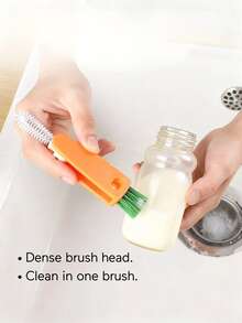 3-In-1 Baby Bottle Brush Set - Carrot Shaped Deep Cleaning Set And Nipple Brush, Multi-Functional Household Cleaning Tool - Multicolor - View 10
