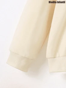 KID004Girls' Red Sweatshirt with Cute Bunny & SKZ-SKZ Print - Cozy FallWinter Casual Pullover, Long Sleeve Round Neck, Warm & Stylish for Outdoor Activities, Perfect For Casual Attire, Cute Sweatshirts - Albaricoque - Ver 4