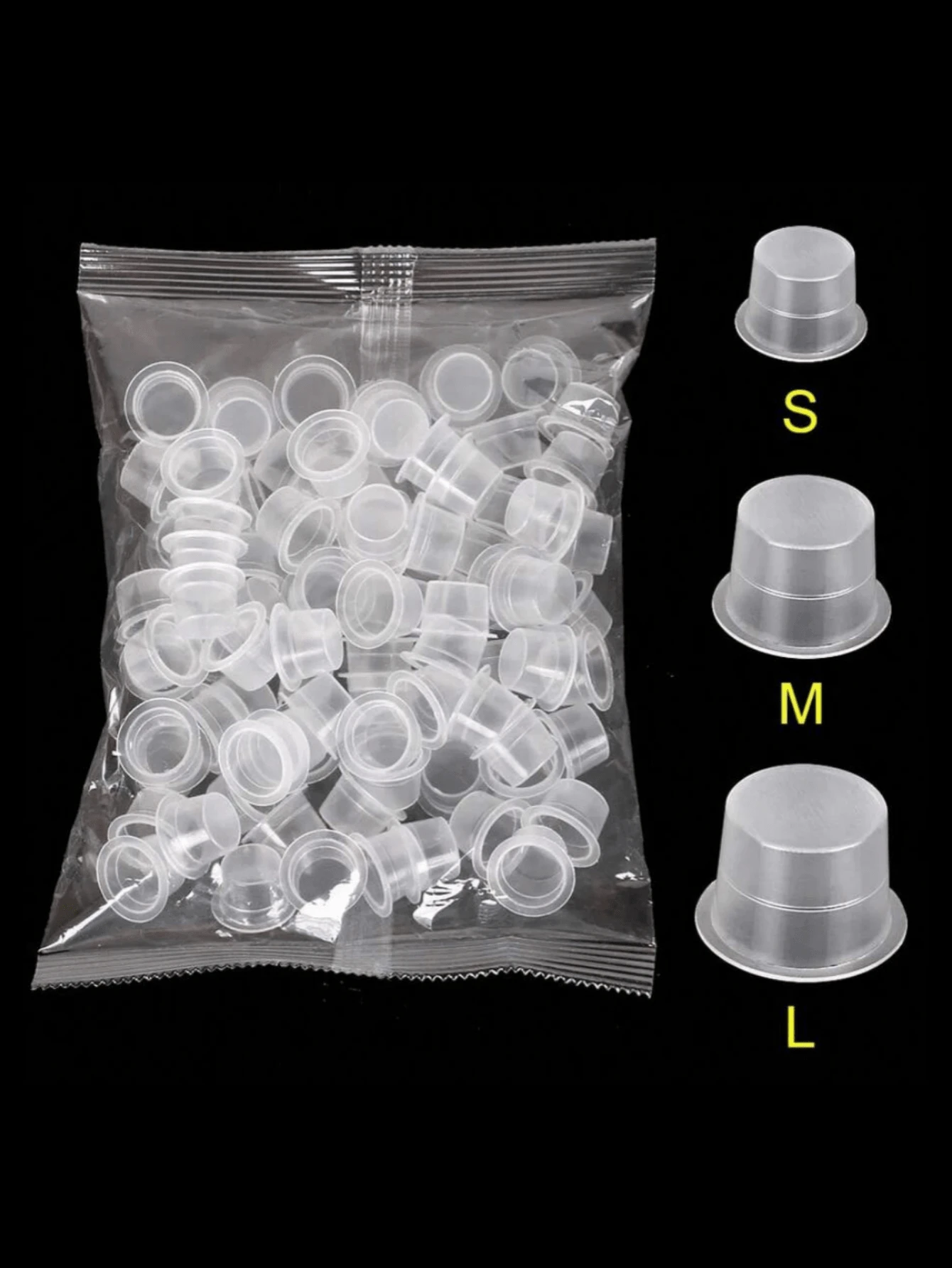 100/1000pcs Tattoo Pigment Cups, Transparent Micro-Needle Glue Caps For Lip/Eyebrow Semi-Permanent Makeup, Bleaching Supplies - Clear - View 1